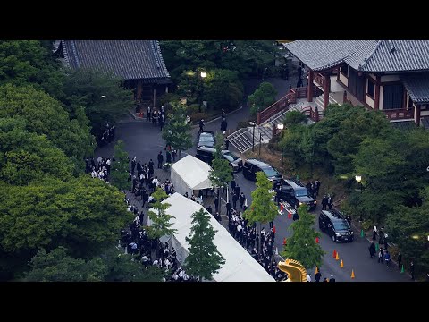 Shinzo Abe's body transported to a night vigil at a temple in Tokyo