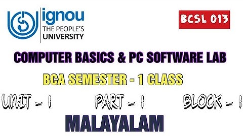 BCSL 013|Computer Basics & Pc Software Lab|unit 1|block 1|Operating System|BCA|Malayalam Class|2023