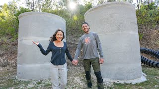 Building MASSIVE CONCRETE WATER TANKS for irrigation on our STEEP HILLSIDE offgrid in Portugal