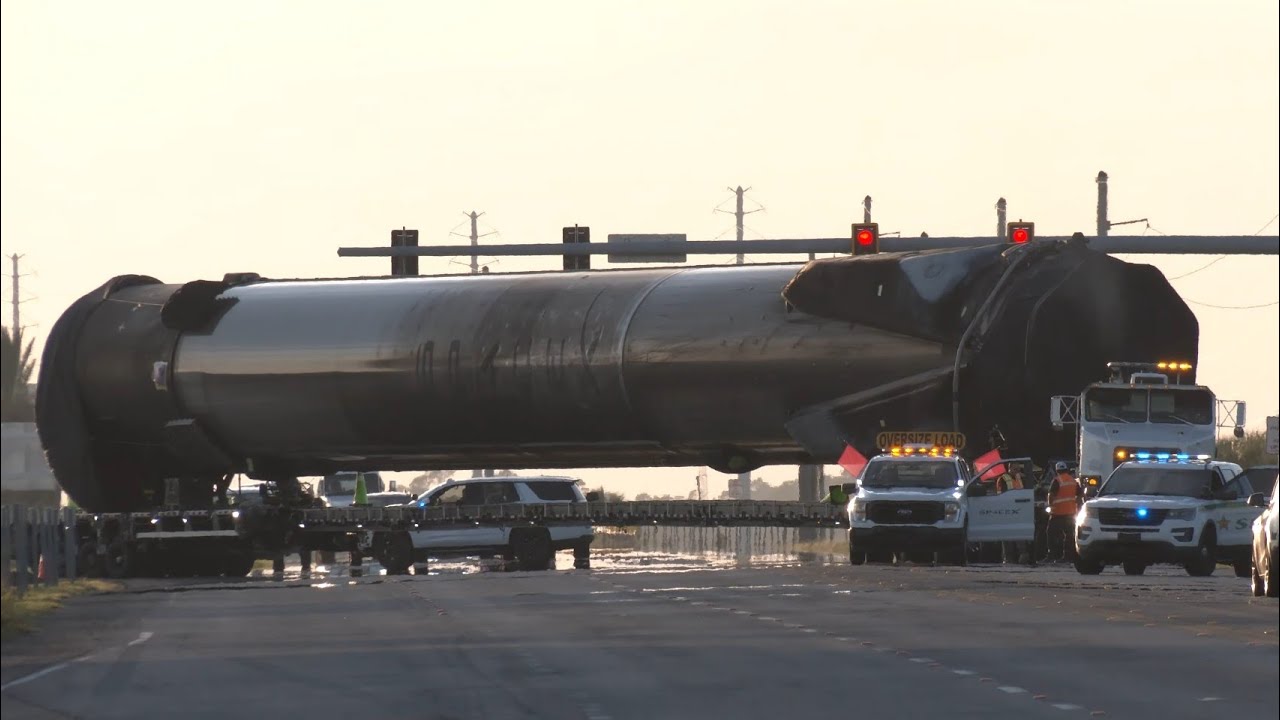 Launching a space rocket and transporting it back to base | SpaceX ...