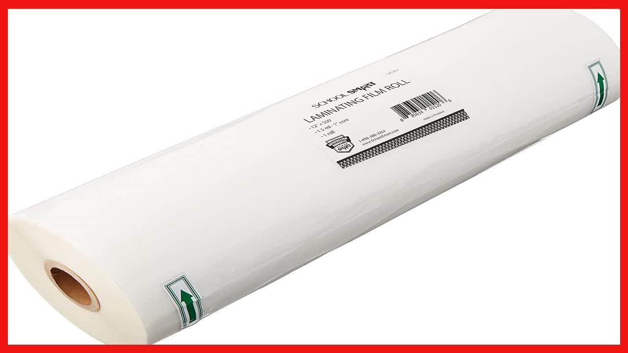 School Smart Laminating Film Roll, 12 Inches x 500 Feet, 1.5 mil Thick