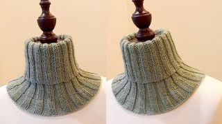 Knitting Neck Warmer With Straight Needles | Double Collar | Neck Warmer With Written Instructions