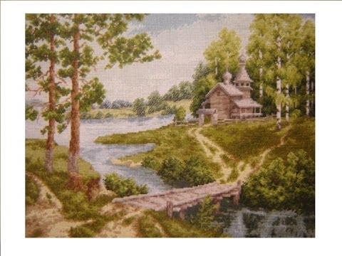 Вышивка крестом. Часовня на берегу. Часть 2. 2,5 месяца спустя.