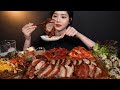 SUB)겉바속촉 윤기좔좔 튀김족발 먹방 ! 🍖 막국수에 주먹밥까지 쌈싸먹기 fried jokbal makguksu mukbang ASMR