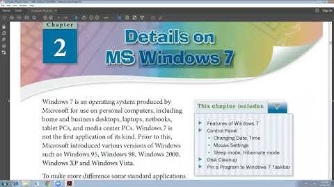 Class 7, Computer Science, Details on MS Window 7