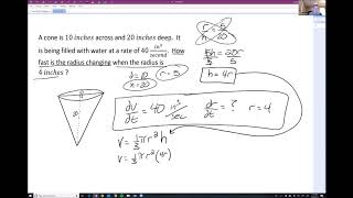 Related Rates Cone Example 2