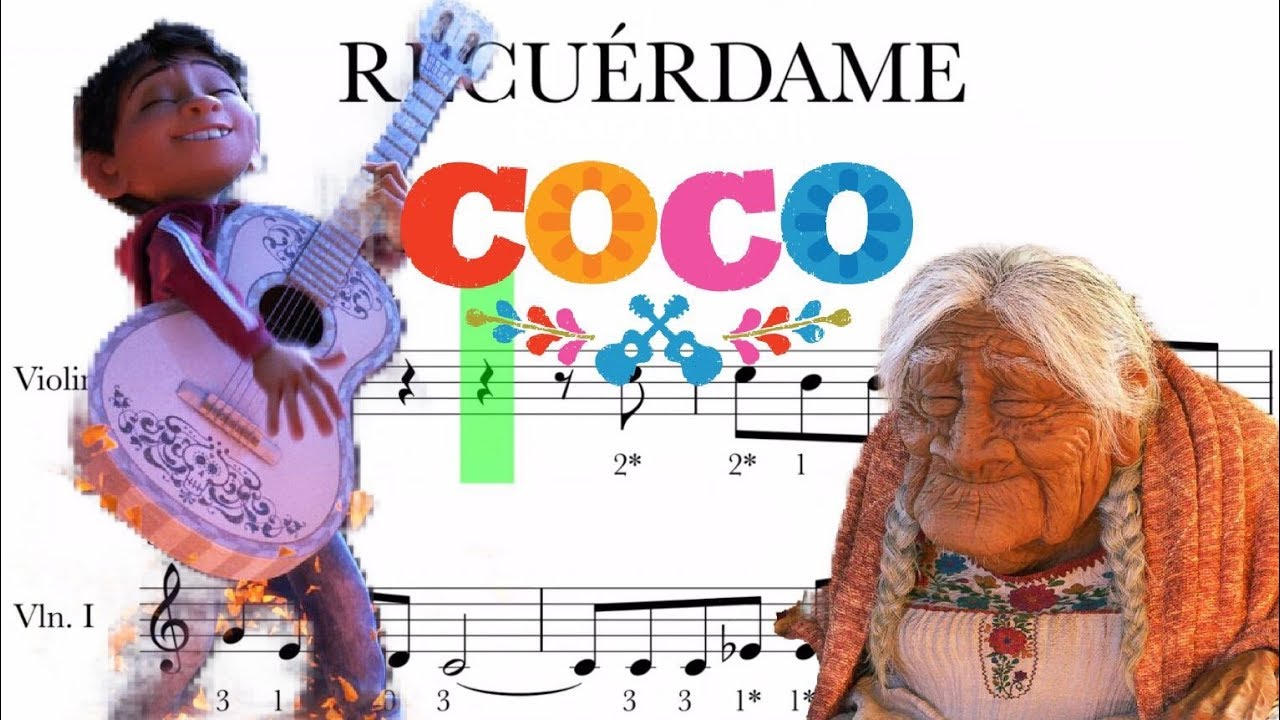 Recuérdame - Coco - partitura para violín. Remeber me score for violin