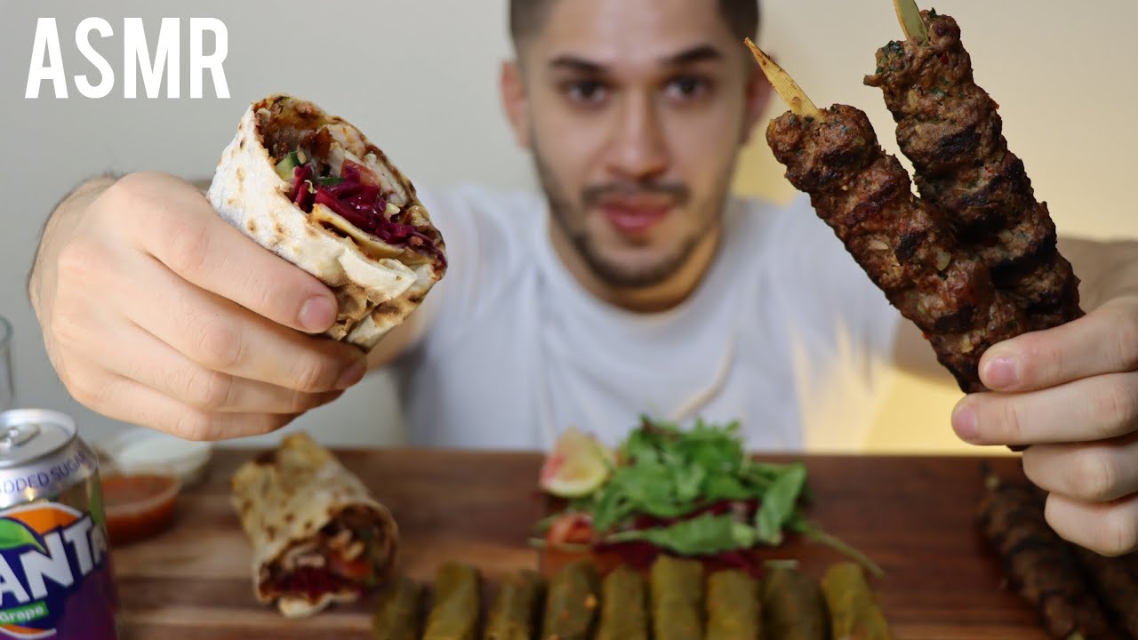 ASMR LAHMACUN + DOLMA + LAMB KEBABS | MUKBANG *REAL EATING SOUNDS*