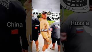 Usa Vs China Russia Epic Troll Face Meme War Shorts