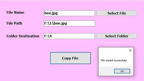 c# tutorial for beginners: How to Copy Selected File to selected Folder