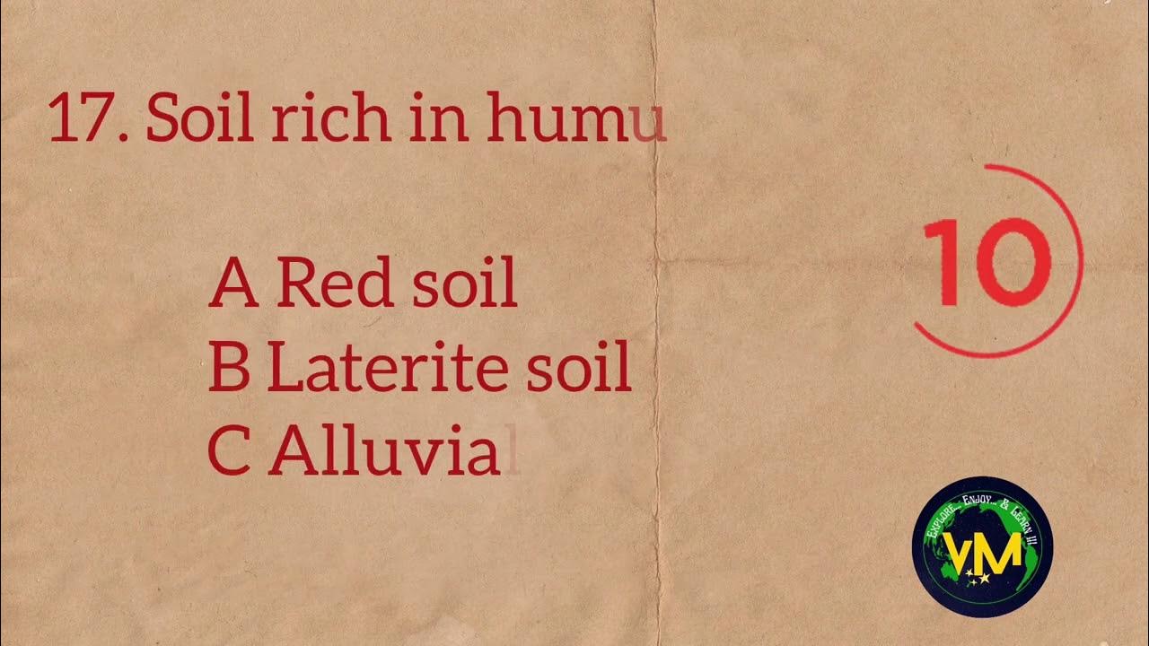 Quiz on Soils in India ICSE Class 10 Geography YouTube