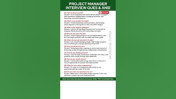 Project Manager Interview Questions and Answers