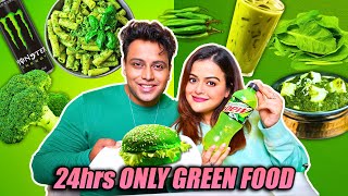 Eating Only GREEN COLOUR FOOD for 24 HOURS Challenge 🍏 | *LOST RS.5000* 😭💰