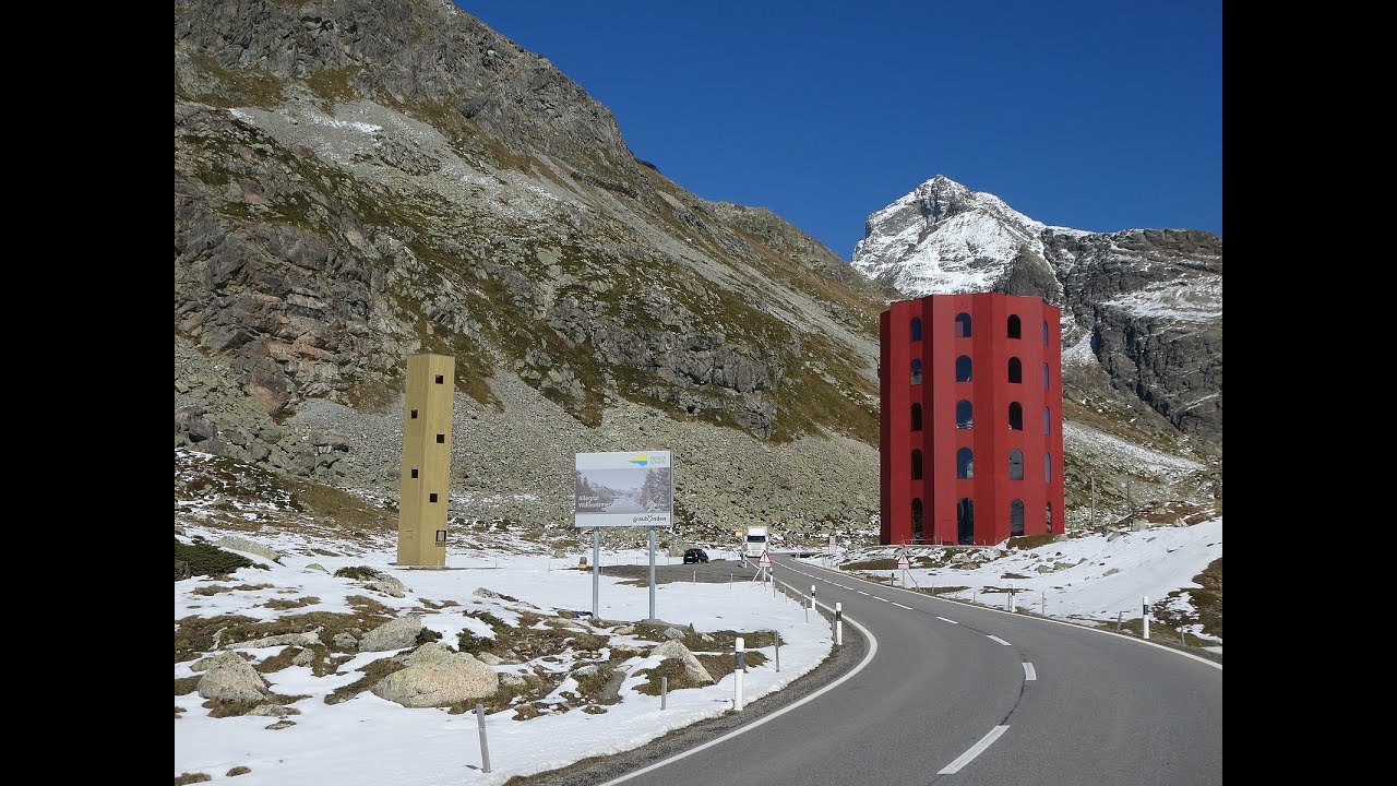 Julierpass. Driving from Silvaplana to Surses