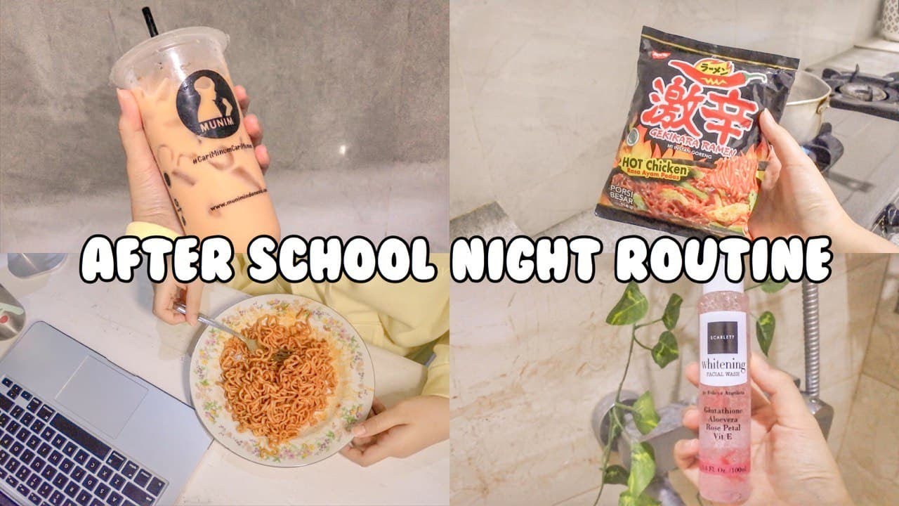 after school night routine✨🌱 night skincare, study with me📚unboxing | indonesia🇮🇩
