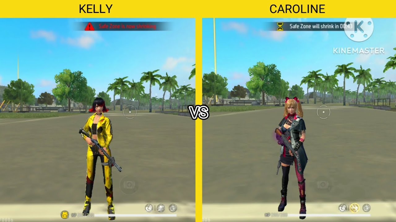 KELLY VS CAROLINE SPEED TEST FREE FIRE | GARENA FREE FIRE