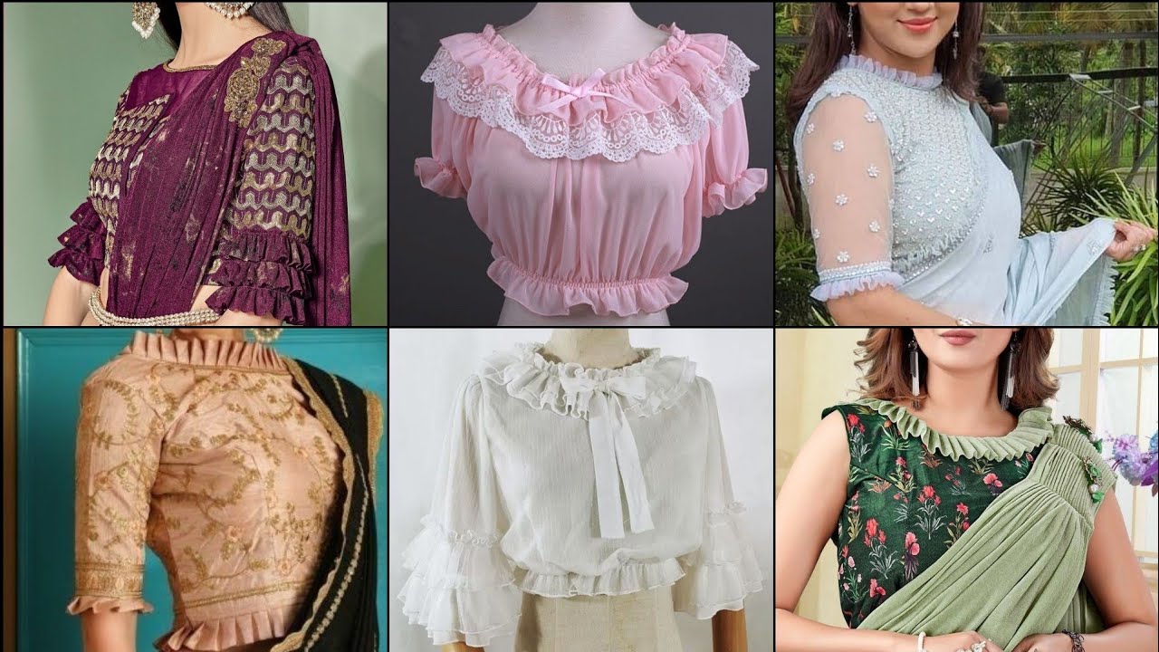 boat neck blouse with frills