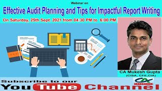 Webinar on Effective Audit Planning and Tips for Impactful Report Writing