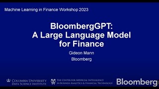 Gideon Mann: BloombergGPT: A Large Language Model for Finance