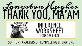 "Thank You, Ma'am" by Langston Hughes Close Reading Inference Worksheet (Short Story)