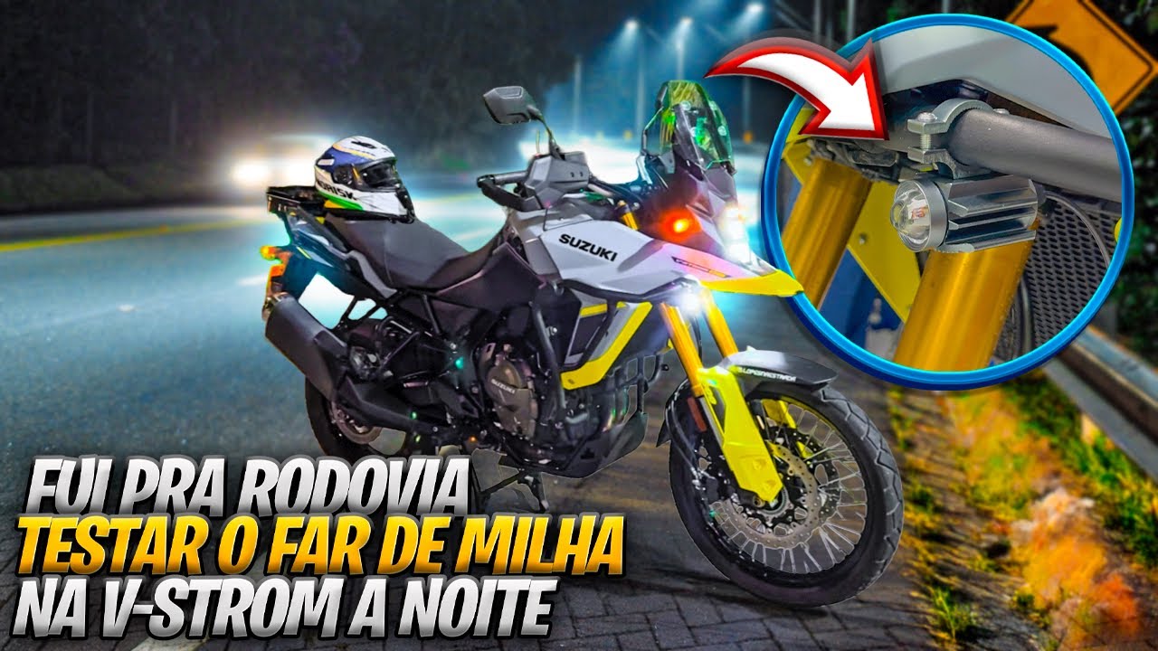 TESTANTO O FAROL DE MILHA A NOITE DA V-STROM 800 DE 😱🚀💥