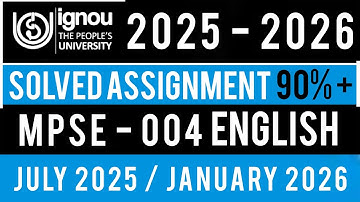 MPSE 004 Solved Assignment 2025-26 | IGNOU MPSE 04 SOLVED ASSIGNMENT 2025-26 IN ENGLISH | MPSE 004