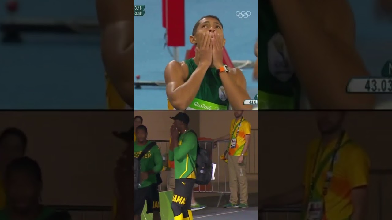 Usain Bolt’s reaction to Wayde van Niekerk smashing the 400m WR at 