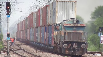 Long Hood Forward Emd With Monstrous Diesel Train || Double Stack Container - Indian Railways