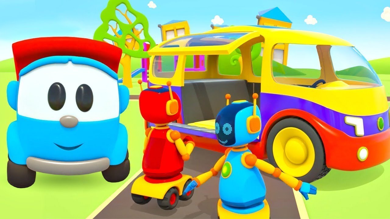 Os robôs no parque de diversões. Léo o caminhão. Compilação de desenhos  animados. Animação infantil. 