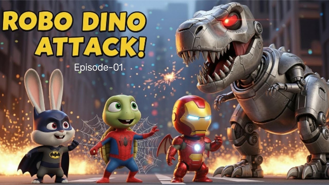 Животные-супергерои против роботов-динозавров! 🐰🐢🐉 | Детский мультсериал (Выпуск 01)