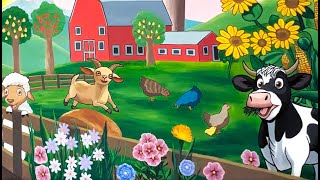 Farm Animals Mural Timelapse | Chickens, Cows & Sunflowers