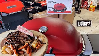 All New Weber Q+ 2800N Gas Grill! / Steak, Tators, Carrots and Mushrooms! / Delicious!