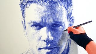 First Ball Point Pen Realism Video on the Internet! - Matt Damon.