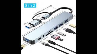 8 In 2 USB HUB With Splitter Card Reader, USB C Port, USB 3.0 / 2.0,