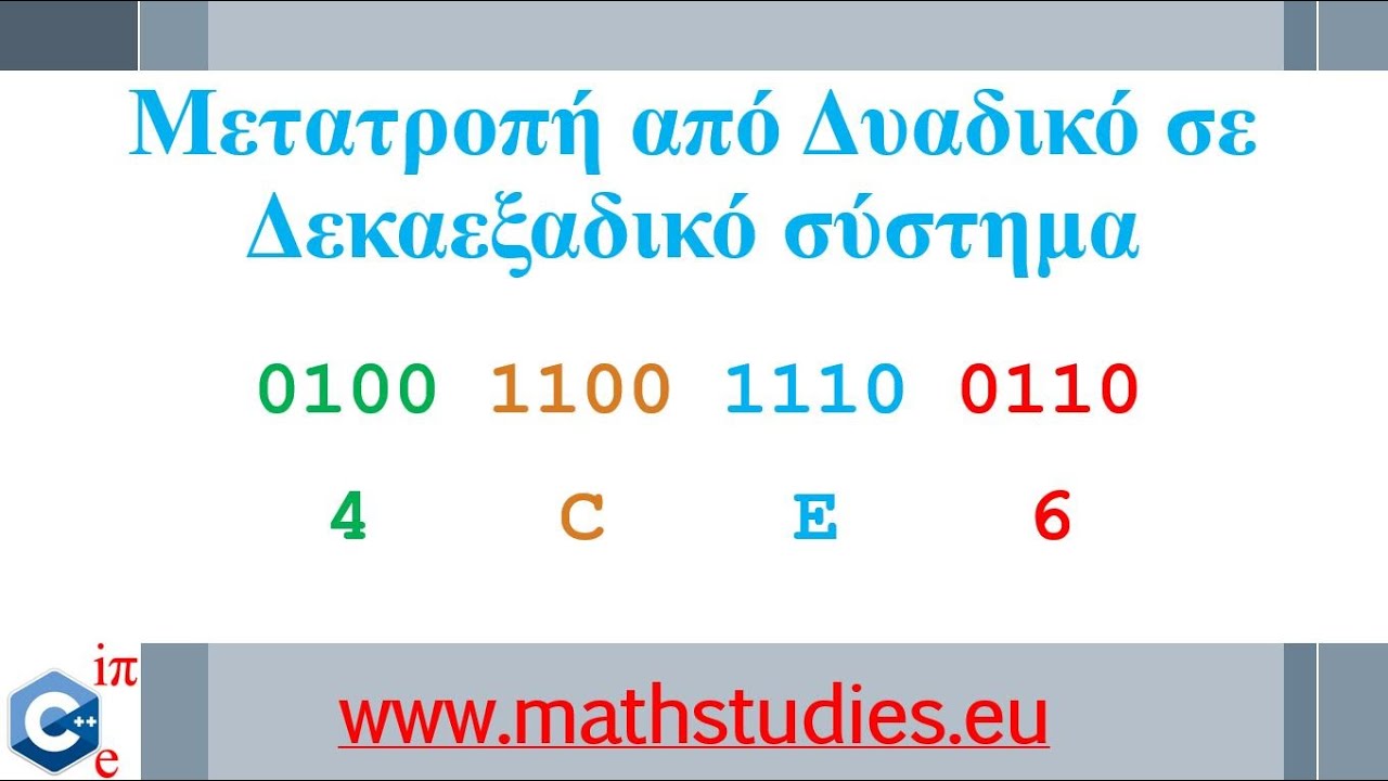 Μετατροπή από το  Δυαδικό στο Δεκαεξαδικό (και αντίστροφα) πώς γίνεται;