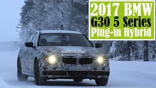 2017 BMW G30 5 Series Plug-in Hybrid, spied testing on the snowing road