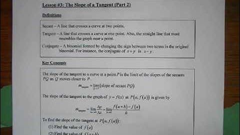 Grade 12 Calculus - The Slope of a Tangent (Part 2)