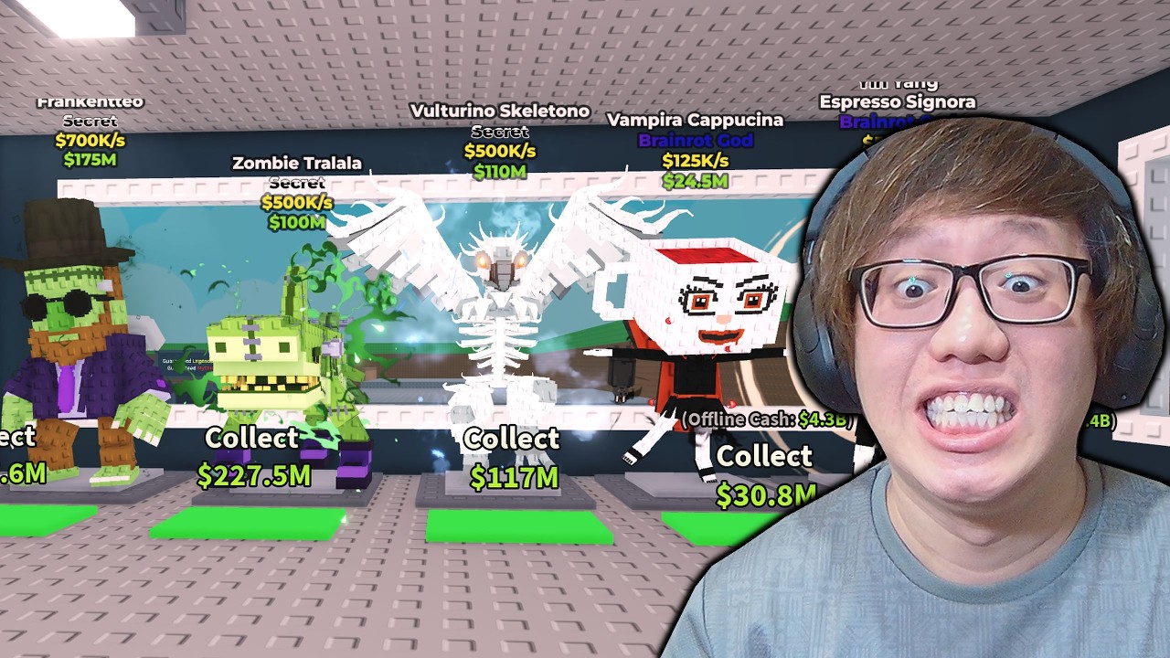 我抽到了萬聖節的腦腐迷因 僵尸鯊魚【Steal a Brainrot】【ROBLOX 機械方塊】【AH WONG】