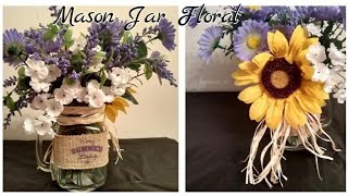 Farmhouse Rustic Country Mason Jar Floral🌻| DIY💛