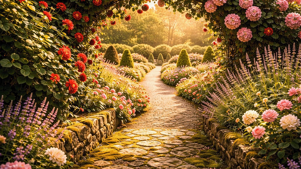 Provence Rose Garden Walking Tour Ultra Slow Cinematic Ambience 4K