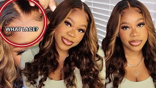 WHAT LACE?| Brown Highlight Loose Wave Glueless 5x5 Closure HD Lace Wig | Curtain Bangs | Luvmehair