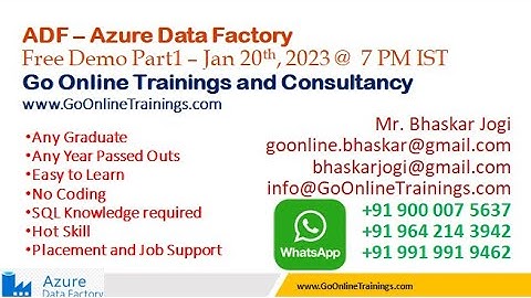01 ADF Demo Part1 - Jan 20th 2023 | Bhaskar Jogi | Go Online Trainings | 90000 75637