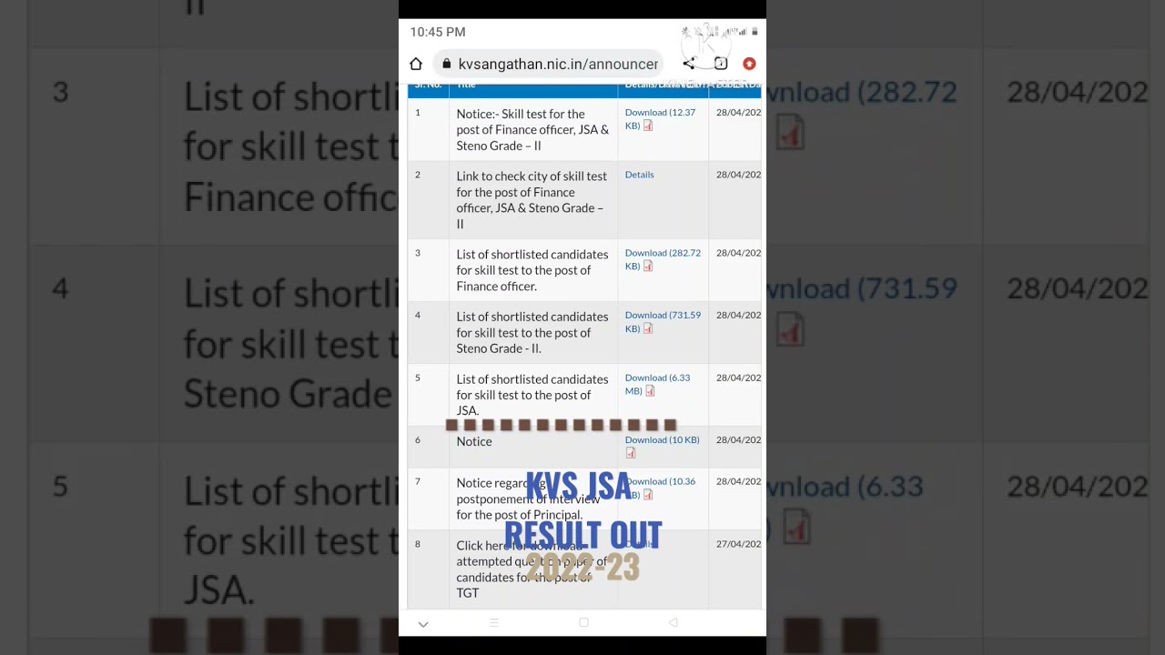 kvs jsa result out 😍