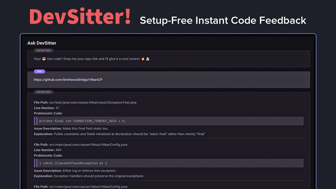 DevSitter! Setup-Free Instant Code FeedBack!