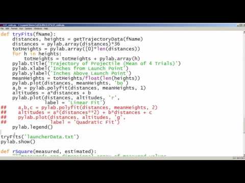 2.1: Curve fitting using pylab: Bow problem