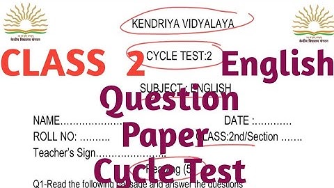 Class 2 cycle test question paper English/kv/kvs/2023 #cycletest #english #class2 #kvexam #kvenglish