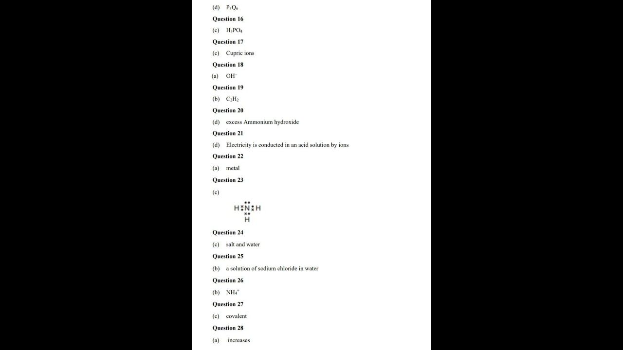 CHEMISTRY 10TH ICSE SEMESTER 1 YEAR 2021 ANSWER KEY 🔐