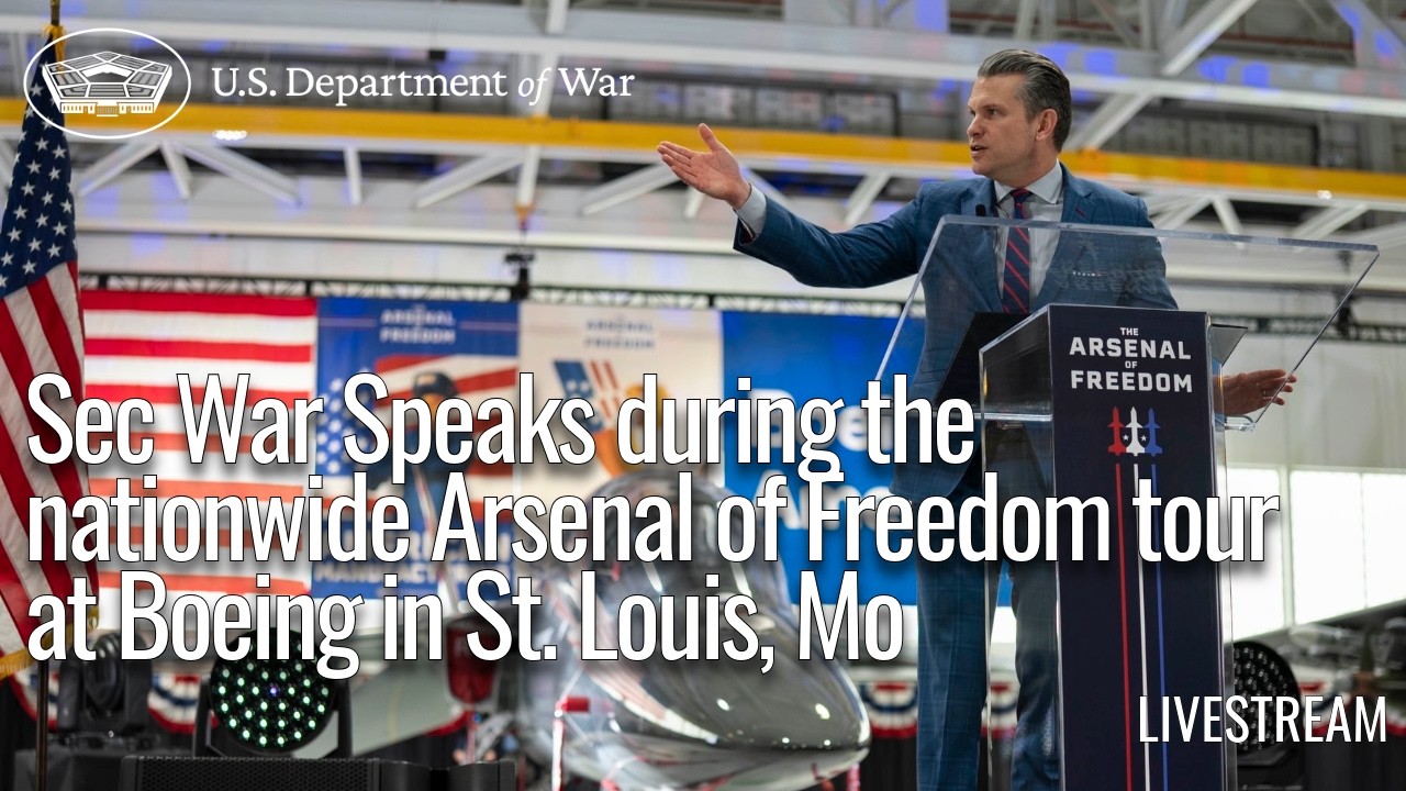 LIVE: Sec War speaks during the nationwide Arsenal of Freedom tour at Boeing in St. Louis, Mo.