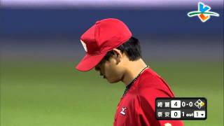 20140410-2 甲組春季聯賽 台東綺麗珊瑚vs泰安產險 1下 簡廷安靠腳程拼出一支內野安打