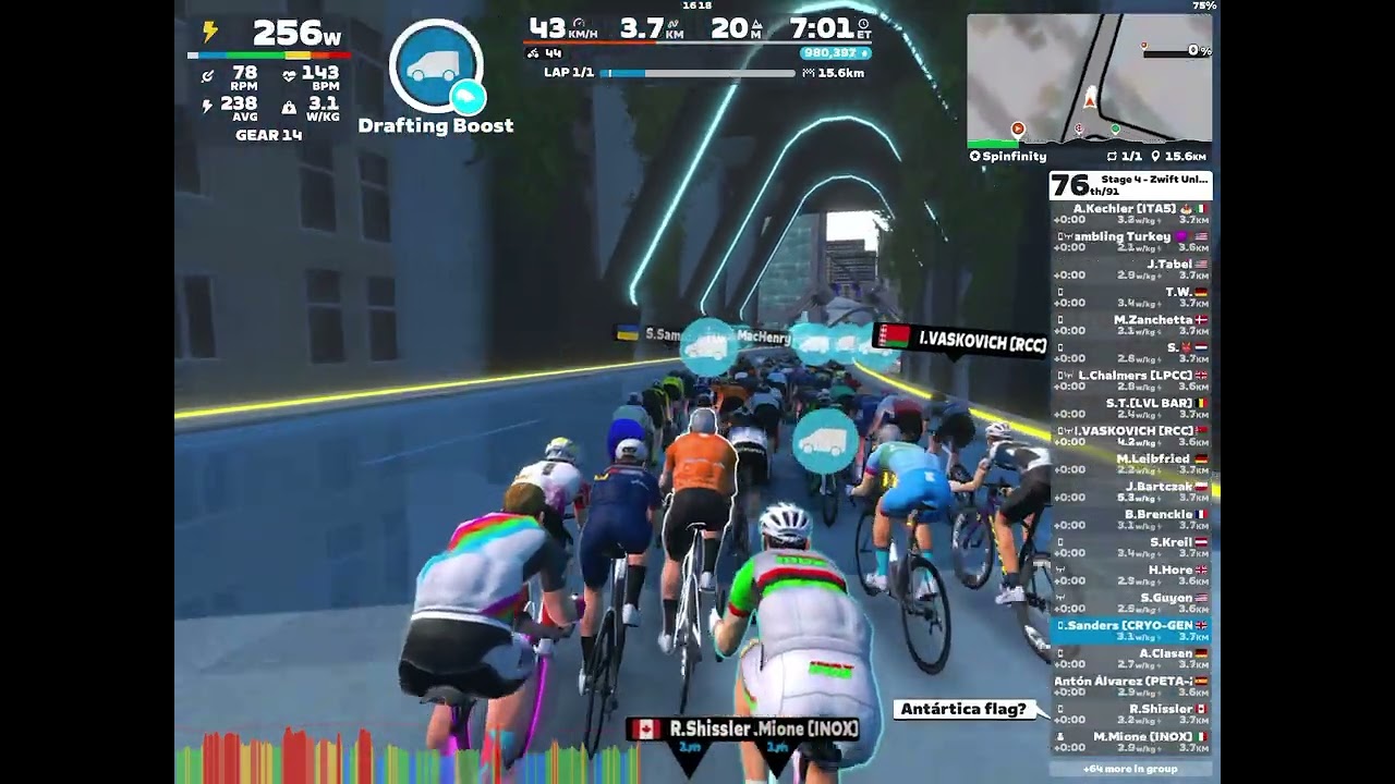 ZWIFT - Race Stage 4 - ZWIFT Unlocked (B) Spinfinity New York